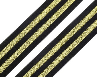 Elastic band EUR 2.50 per m, black gold-colored, 40 mm wide, trouser elastic sold by the meter