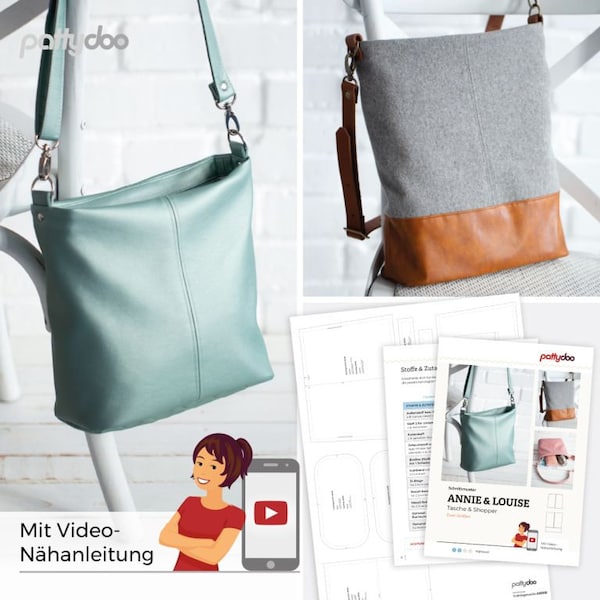 Pattydoo Schnittmuster Annie & Louise Tasche und Shopper, Papierschnitt / Papierschnittmuster