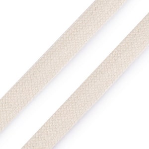 Flat cord EUR 1.00/meter, natural, hoodie cord cotton 12 mm, sold by the meter image 1