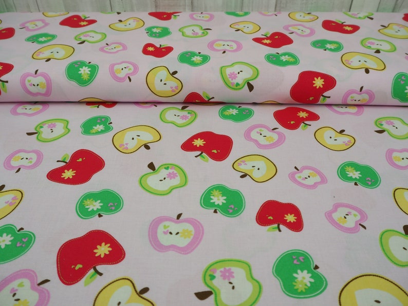 45 cm cotton 7.00 EUR/meter Swafing apples Wendelin pink, fabric sold by the meter bargain remaining piece image 2