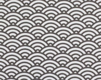 Cotton 8.60 EUR/meter, shell design, dark grey and white, cotton fabric by Kurt Swafing, fabrics sold by the meter, 50 cm.