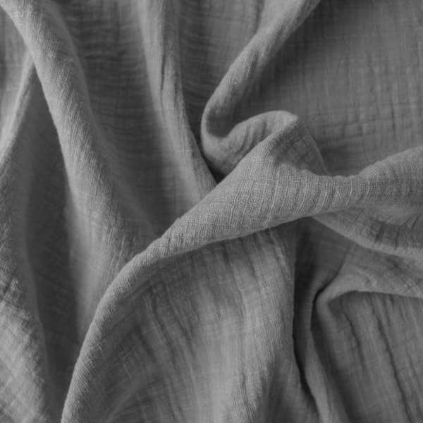 Muslin 12.40 EUR/meter linen look gray light gray, double gauze diaper fabric, fabric sold by the meter