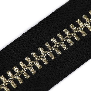 Webband / Kleidungsband schwarz, Breite 20 mm, Reißverschluss - Imitat goldfarben, 1,00 EUR/m, 3 Meter, Meterware