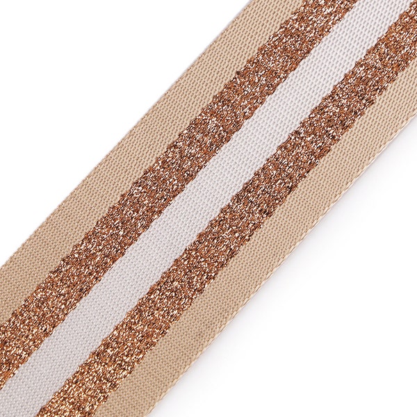 1 m Gurtband 3,30 EUR/m, beidseitig gemustert, beige weiß kupfer, 50 mm breit