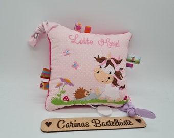 Spieluhr, Spieluhr Baby, Spieluhr mit Wunschmelodie, Kissen personalisiert, Geschenk zur Geburt, Kissen mit Namen, Einhorn