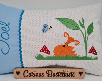 birth pillow, name pillow, pillow personalized, gift for birth, pillow with name, pillow children, baby pillow, pillow fox