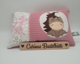 Birth pillow, name pillow, personalized pillow, birth gift, pillow with name, child pillow, baby pillow, pony pillow