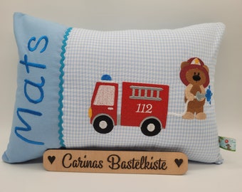 Birth pillow, name pillow, personalized pillow, birth gift, pillow with name, children's pillow, baby pillow, fire brigade pillow