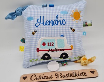 Spieluhr, Spieluhr Krankenwagen, Spieluhr Baby, Spieluhr mit Wunschmelodie, Kissen personalisiert, Geschenk zur Geburt, Feuerwehr