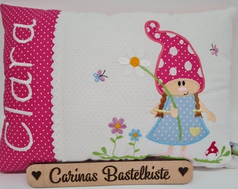 Birth pillow, name pillow, personalized pillow, birth gift, child pillow, pillow with name, baby pillow, elf girl pillow