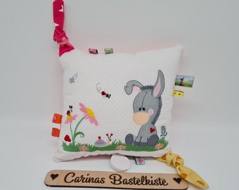 Boite à musique, âne, boite à musique bébé, boite à musique avec mélodie désirée, coussin personnalisé, cadeau pour naissance, coussin avec prénom