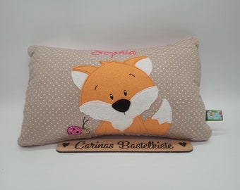 Birth pillow, name pillow, personalized pillow, birth gift, pillow with name, child pillow, baby pillow, fox pillow