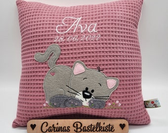 Birth pillow * Name pillow * Personalized pillow * Birth gift * Pillow with name * Children's pillow * Baby pillow * Cat pillow