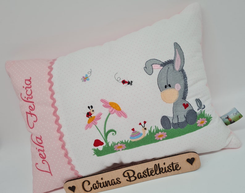 Birth pillow name pillow pillow personalized gift for birth pillow with name pillow children baby pillow pillow donkey image 2