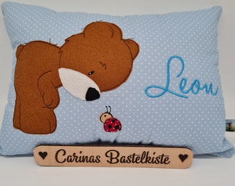 Birth pillow * Name pillow * Personalized pillow * Birth gift * Pillow with name * Bear pillow * Baptism pillow * Cuddly pillow
