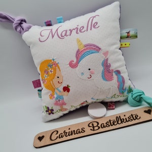 Gift for birth, Pillow personalized, Cuddly pillow, Girl with unicorn, Cuddly pillow, Baby, Pillow image 8