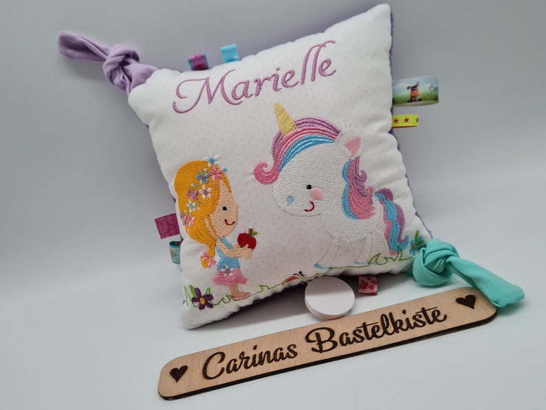 Gift for birth, Pillow personalized, Cuddly pillow, Girl with unicorn, Cuddly pillow, Baby, Pillow image 8
