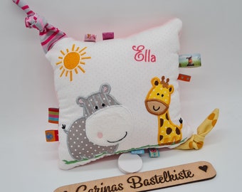 Boîte à musique * Boîte à musique pour bébé * Boîte à musique avec mélodie souhaitée * Oreiller personnalisé * Cadeau de naissance * Oreiller avec nom * Hippo & girafe