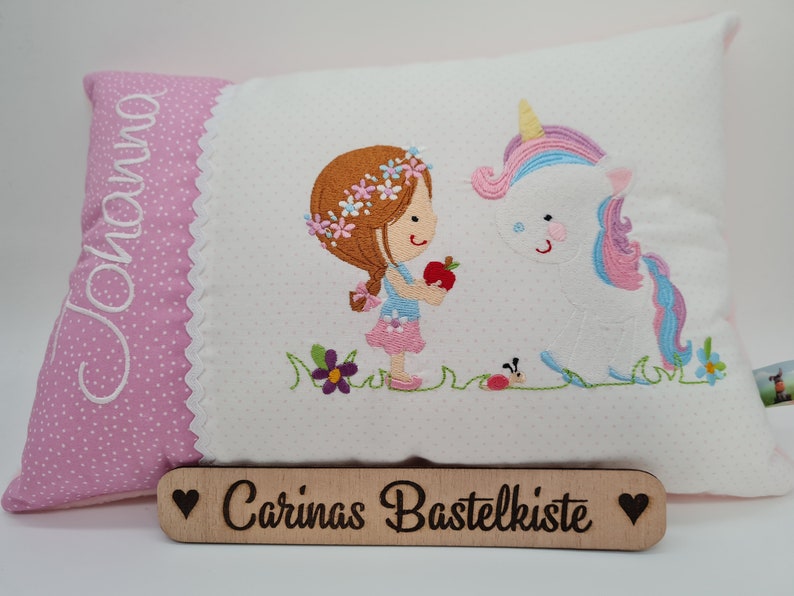 Gift for birth, Pillow personalized, Cuddly pillow, Girl with unicorn, Cuddly pillow, Baby, Pillow image 7