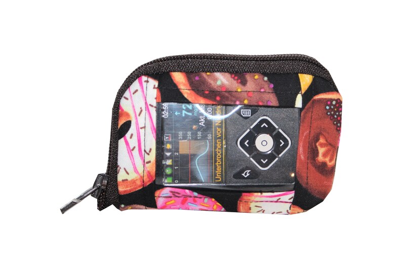 Pump bag with doughnuts on black cotton