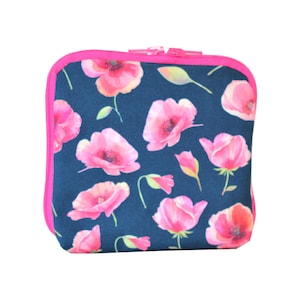 Diabetes Tasche im Kleinformat, Mohnblumen auf Softshell