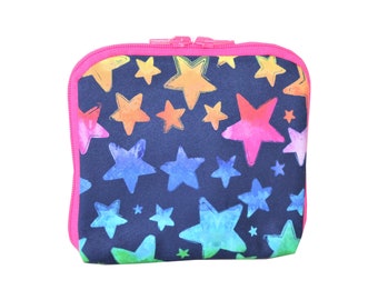 Small-format diabetes bag, large colorful stars, soft shell