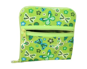 Diabetic bag made of softshell, butterflies on green