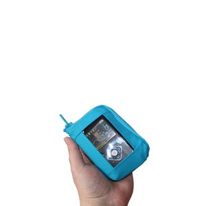 Pomptas, turquoise, met kijkvenster
