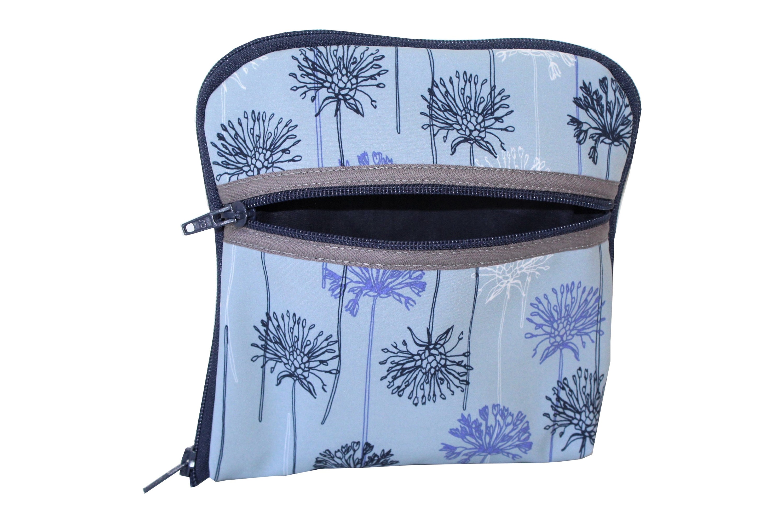 Diabetic bag made of softshell, dandelions, blue-grey