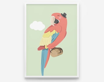 Bilder Kinderzimmer Poster Kinderbild Herr Papagei
