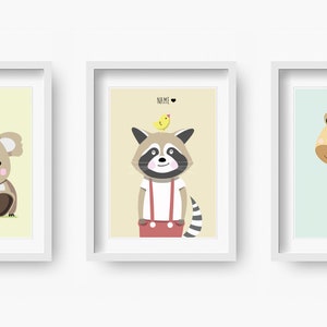 Ronny Raccoon Nursery print, Nursery Decor, Kids Room Decor, Children Wall Art, Nursery Girls, Nursery Boys image 4