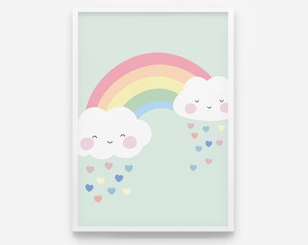 Bilder Kinderzimmer Poster Kinderbild Regenbogen Mint