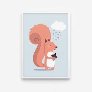 Emil Squirrel Nursery print, Nursery Decor, Kids Room Decor, Children Wall Art, Nursery Girls, Nursery Boys image 1