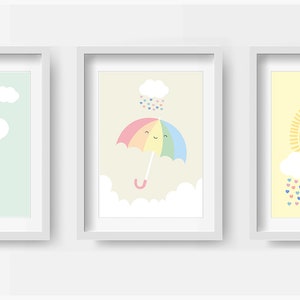 Umbrella Nursery print, Nursery Decor, Kids Room Decor, Children Wall Art, Nursery Girls, Nursery Boys image 3