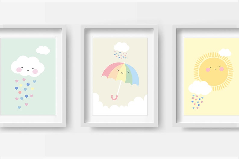 Umbrella Nursery print, Nursery Decor, Kids Room Decor, Children Wall Art, Nursery Girls, Nursery Boys image 3