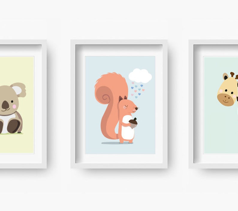 Emil Squirrel Nursery print, Nursery Decor, Kids Room Decor, Children Wall Art, Nursery Girls, Nursery Boys image 3