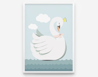 Bilder Kinderzimmer Poster Kinderbild Miss Swan