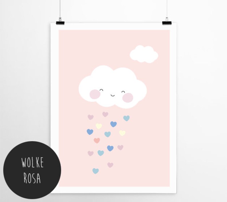 Cloud pink Nursery print, Nursery Decor, Kids Room Decor, Children Wall Art, Nursery Girls, Nursery Boys image 4