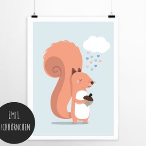 Emil Squirrel Nursery print, Nursery Decor, Kids Room Decor, Children Wall Art, Nursery Girls, Nursery Boys image 4