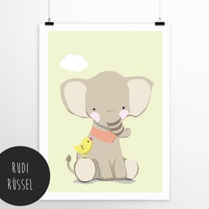 Rudi Trunk Nursery print, Nursery Decor, Kids Room Decor, Children Wall Art, Nursery Girls, Nursery Boys zdjęcie 3