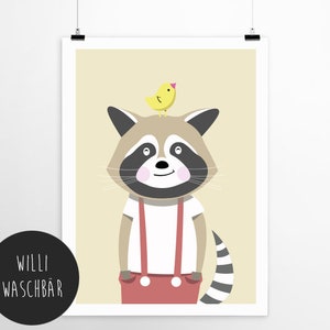 Ronny Raccoon Nursery print, Nursery Decor, Kids Room Decor, Children Wall Art, Nursery Girls, Nursery Boys image 2