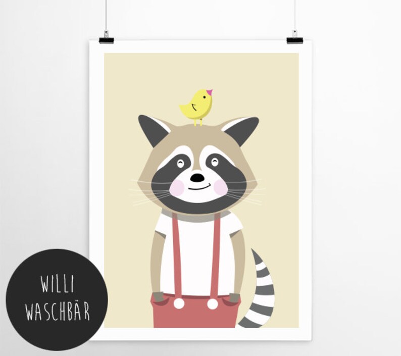 Ronny Raccoon Nursery print, Nursery Decor, Kids Room Decor, Children Wall Art, Nursery Girls, Nursery Boys image 2