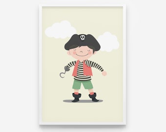 Lovely Pirate - Nursery print, Nursery Decor, Kids Room Decor, Children Wall Art, Nursery Girls, Nursery Boys