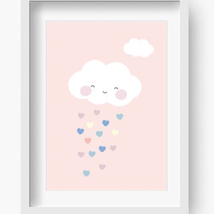 Cloud pink Nursery print, Nursery Decor, Kids Room Decor, Children Wall Art, Nursery Girls, Nursery Boys image 2