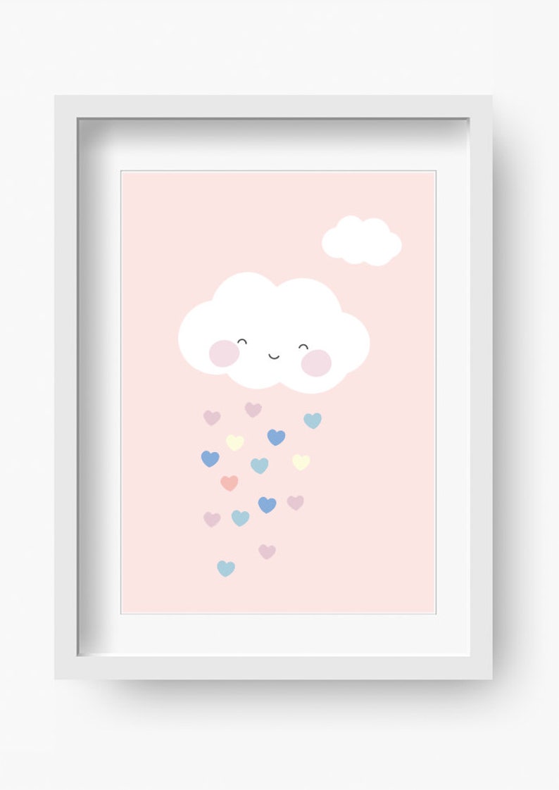 Cloud pink Nursery print, Nursery Decor, Kids Room Decor, Children Wall Art, Nursery Girls, Nursery Boys image 2