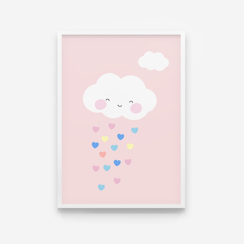 Cloud pink Nursery print, Nursery Decor, Kids Room Decor, Children Wall Art, Nursery Girls, Nursery Boys image 1