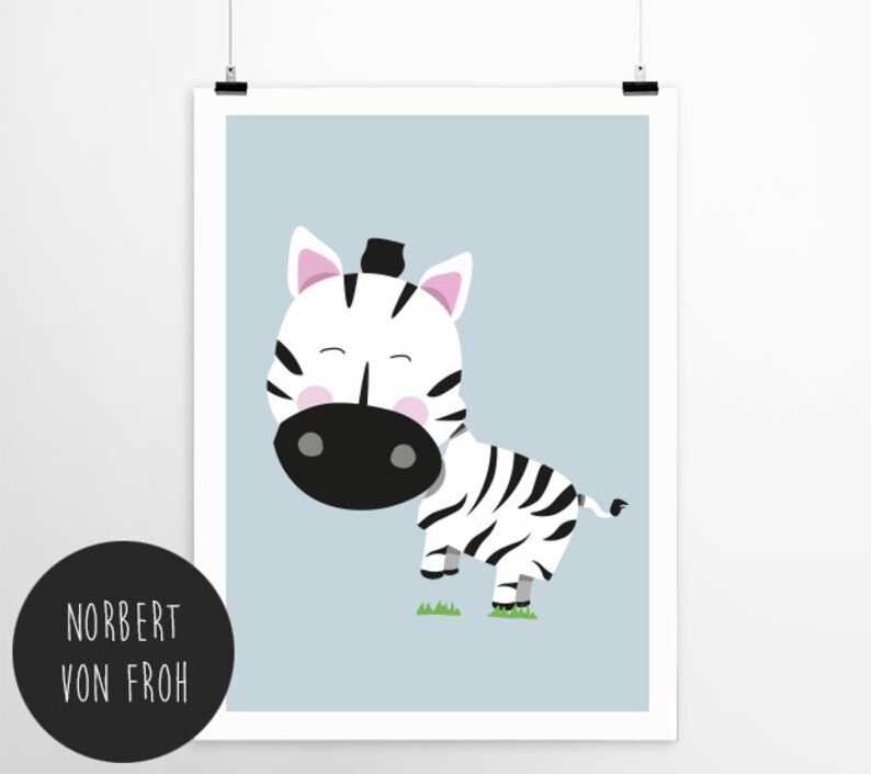 Norbert Zebra Nursery print, Nursery Decor, Kids Room Decor, Children Wall Art, Nursery Girls, Nursery Boys image 4