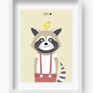 Ronny Raccoon Nursery print, Nursery Decor, Kids Room Decor, Children Wall Art, Nursery Girls, Nursery Boys image 3