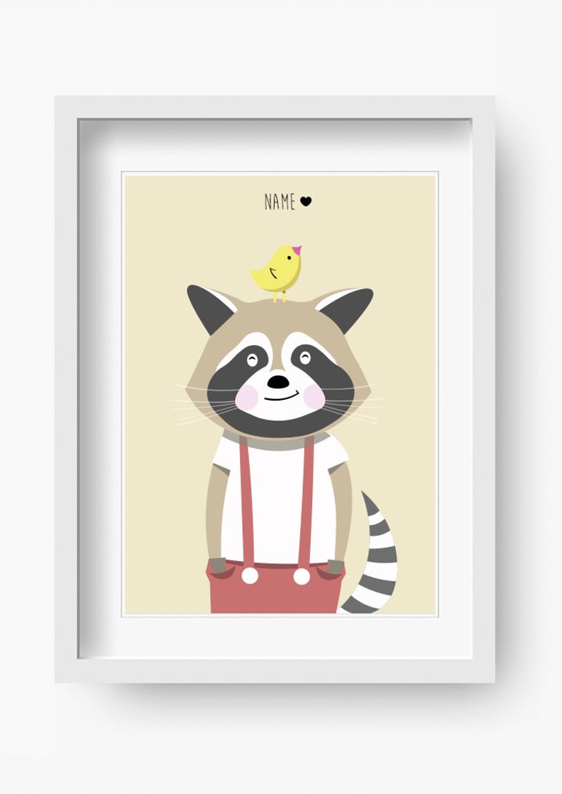 Ronny Raccoon Nursery print, Nursery Decor, Kids Room Decor, Children Wall Art, Nursery Girls, Nursery Boys image 3