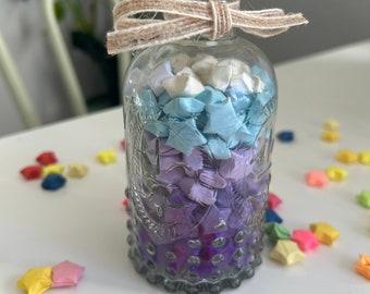 Lucky Stars in Unique Glass Jar